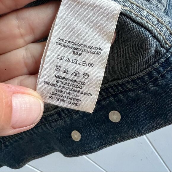 Free People Hooded Denim Distressed Jacket with Removable Hood - Picture 4 of 11